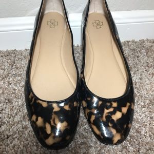 Ann Taylor Tortoise Patent Leather Ballet Flats